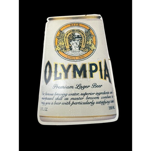 Olympia Beer Can Cardboard Store Sign USA Large Vintage 9.5" x 16" Breweriana - Picture 1 of 5
